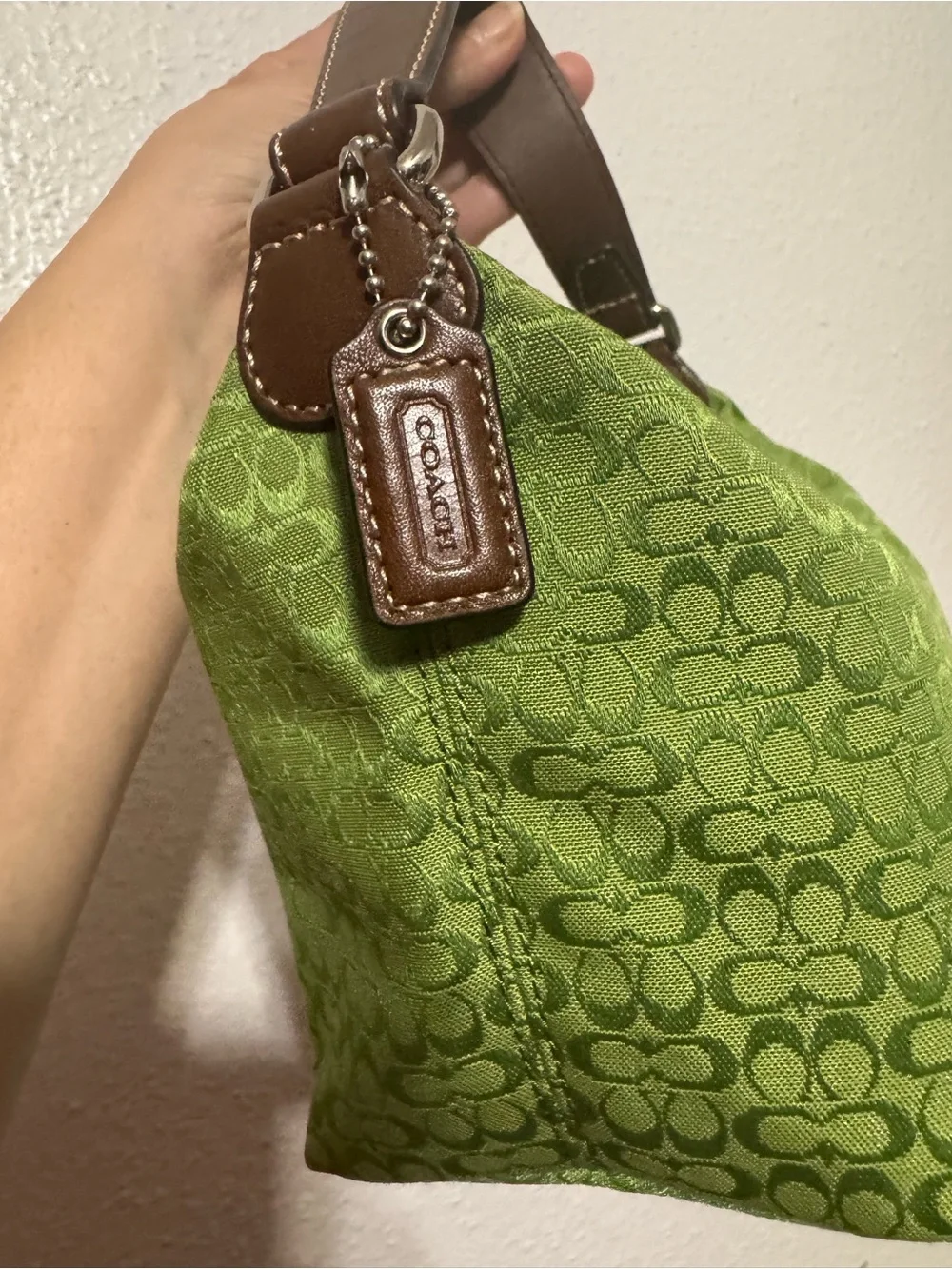 Coach Soho mini Vibrant Green Signature Jacquard Shoulder Bag